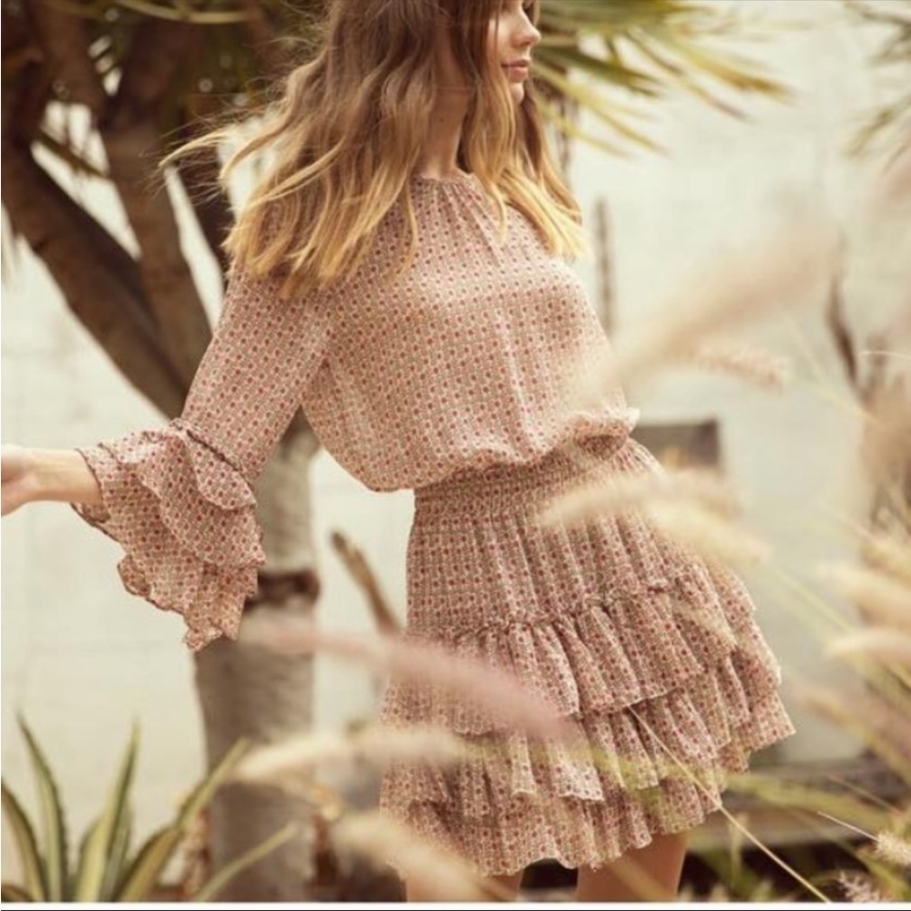 MISA Los Angeles Bernita Floral Ruffle Mini Dress